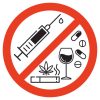 Forbidding vector sign. No smoking, no drugs and no alcohol. Isolated illustration on white background.